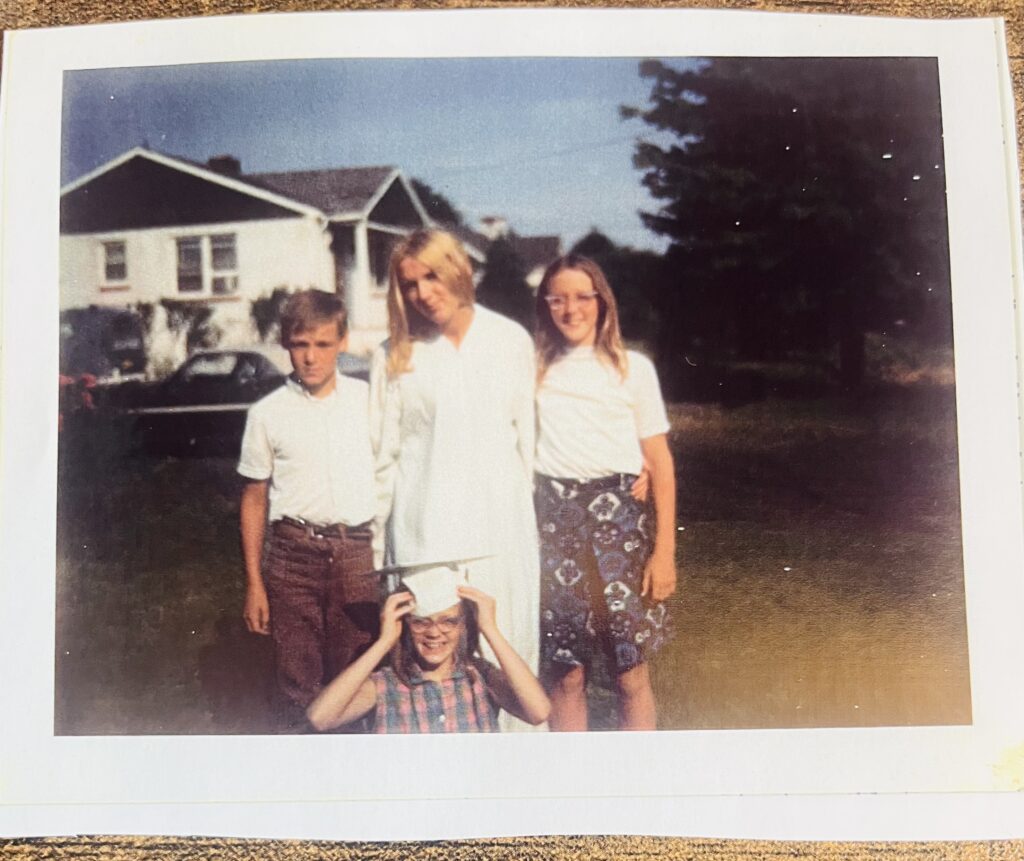 Aunt Rhonda and Mom outside ~1969